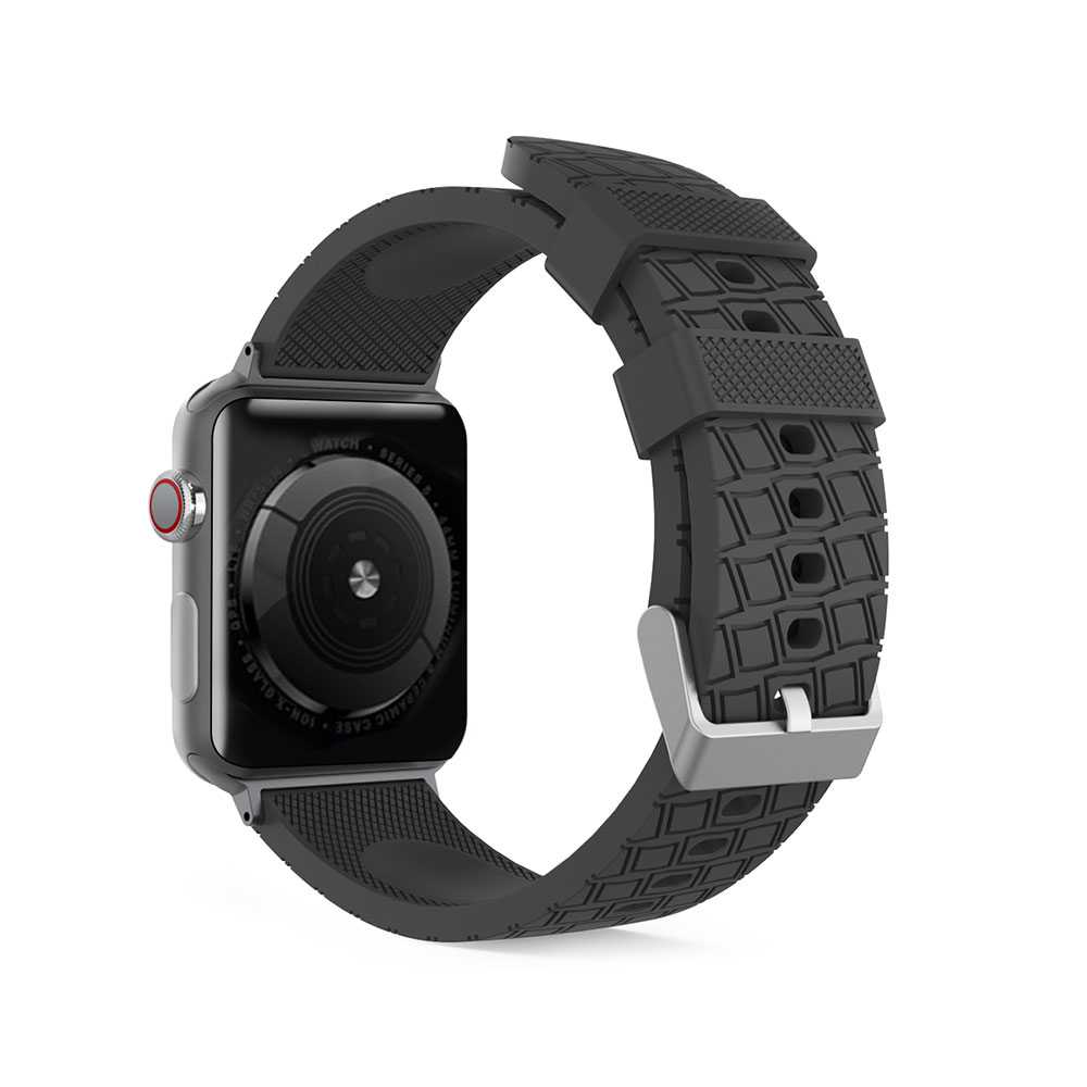 AhaStyle Tire Texture Premium Silicone Apple Watch Band 44mm - Black