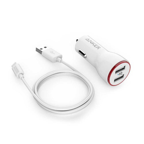 Anker PowerDrive 2 24W 2-Port Car Charger Micro - White